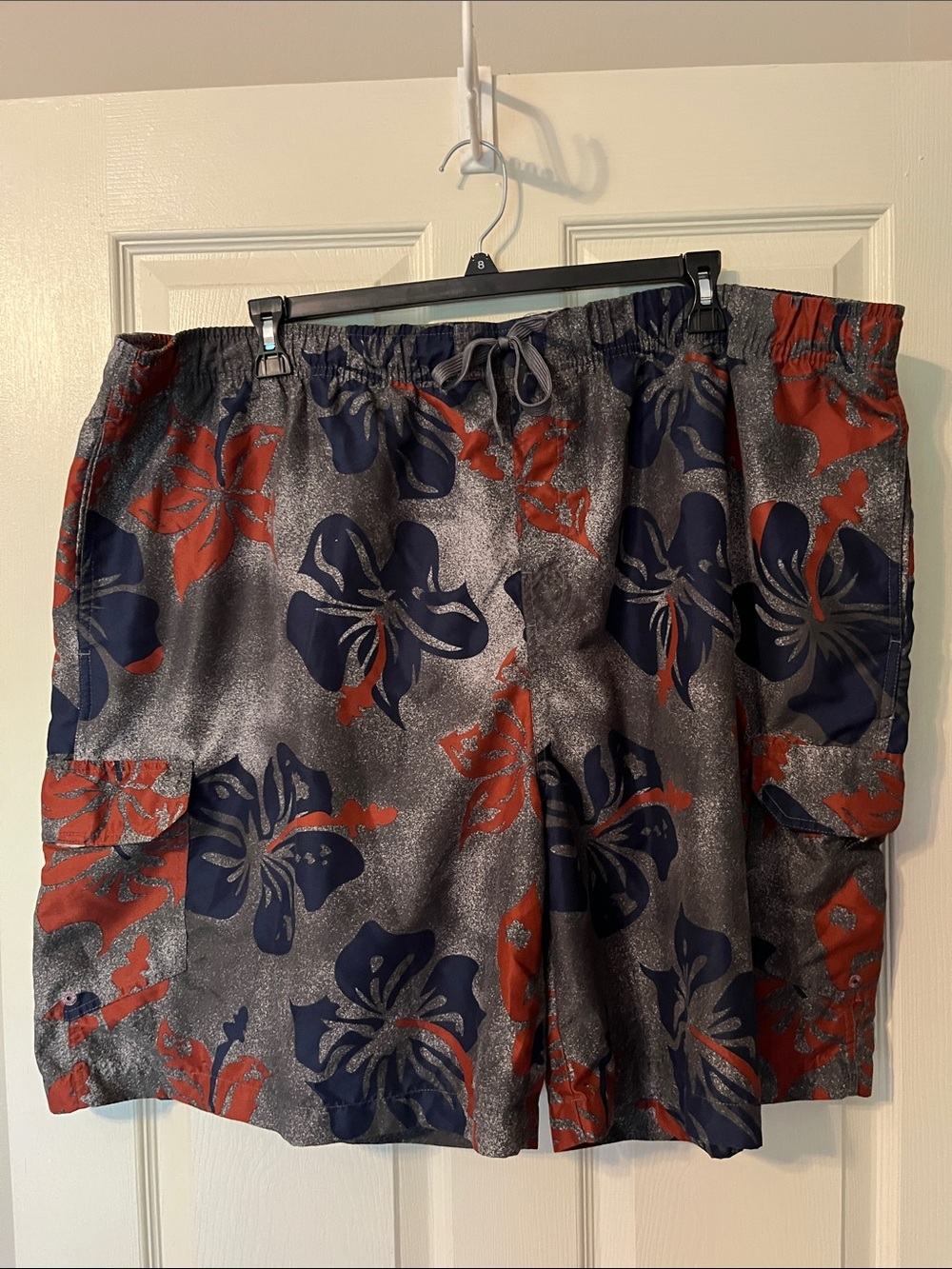 Men's Navy & Rust Floral Swim Trunks